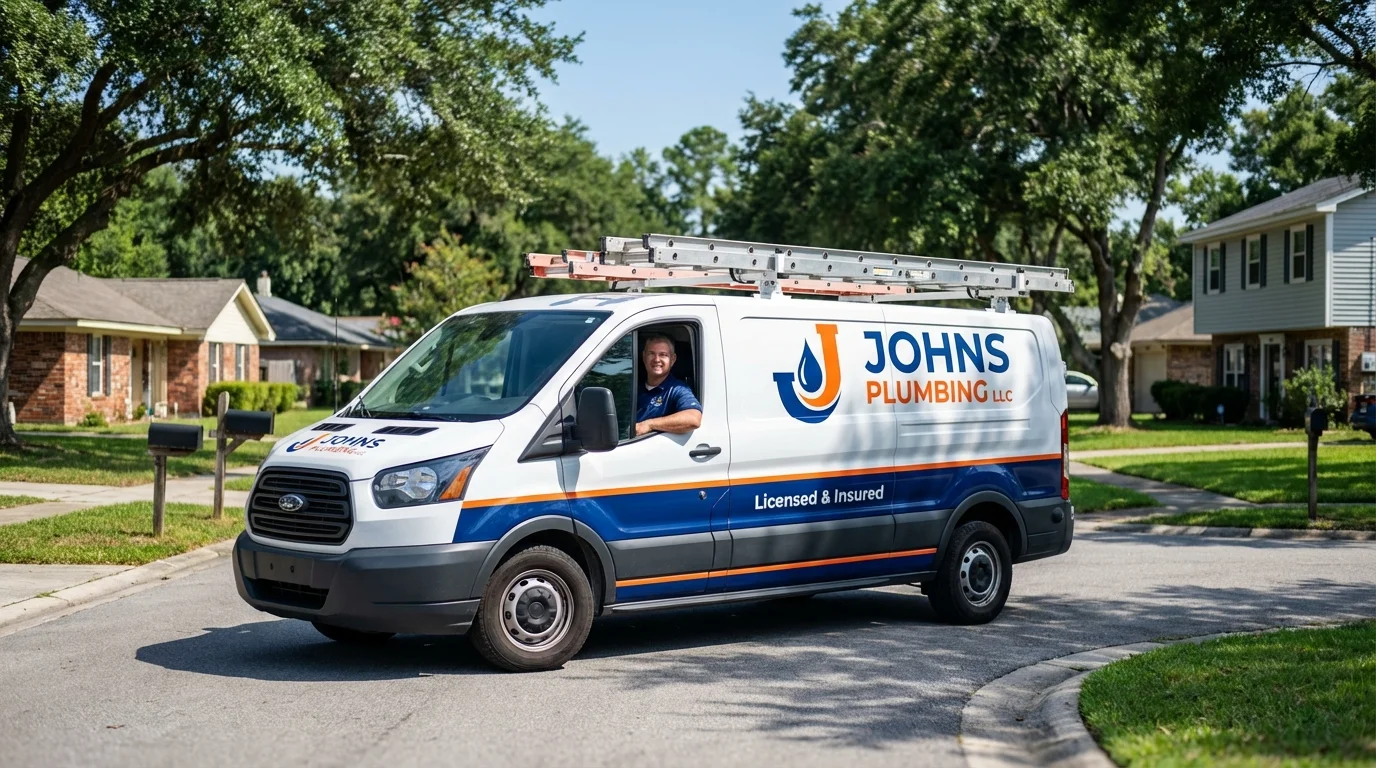 Johns Plumbing LLC service van in East Palatka, FL